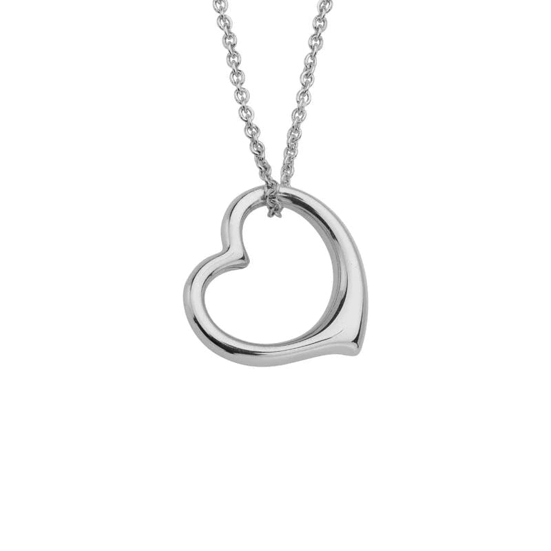 Simple necklaces and pendants with bar pendants for a sleek modern design-Sterling Silver Floating Open Heart Necklace