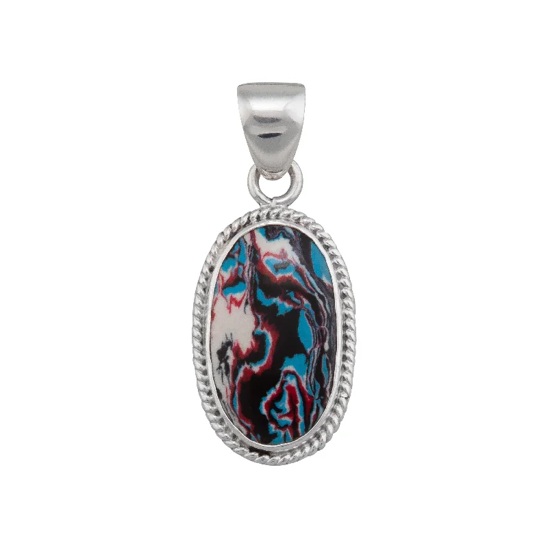 Best necklaces and pendants with intricate beadwork for a bohemian-inspired look-Sterling Silver Blue Fordite Oval Rope Pendant