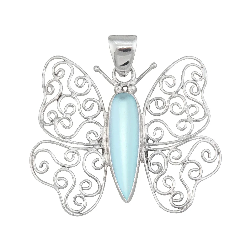 Best necklaces and pendants for everyday wear with minimalist designs-Sterling Silver Luminite Butterfly Pendant