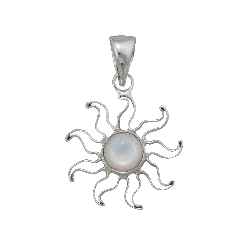 Best necklaces and pendants with intertwined designs for a symbol of unity-Sterling Silver Mother of Pearl Sun Pendant