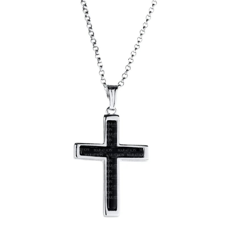 Best necklaces and pendants with intertwined designs for a symbol of unity-Sterling Silver & Onyx Cross Pendant Necklace