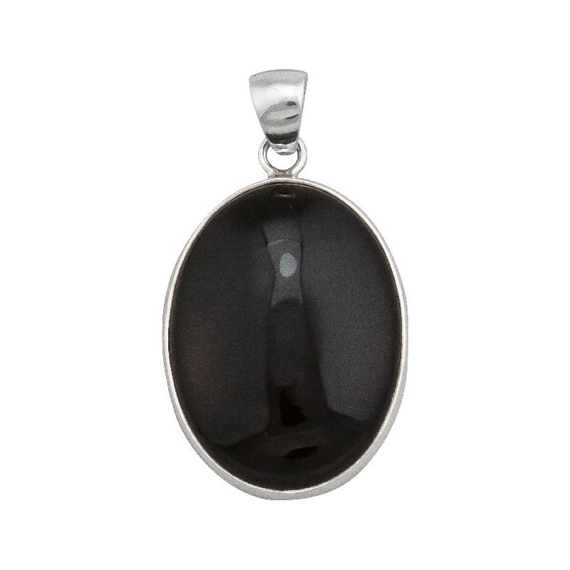 Beautiful necklaces and pendants with moonstone for an ethereal, mystical appearance-Sterling Silver Onyx Oval Pendant