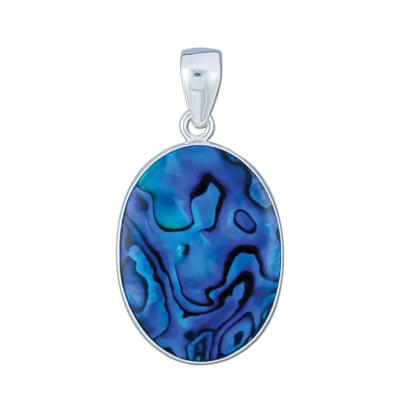 Best necklaces and pendants with cross pendants for a spiritual, meaningful symbol-Sterling Silver Oval Blue Abalone Pendant