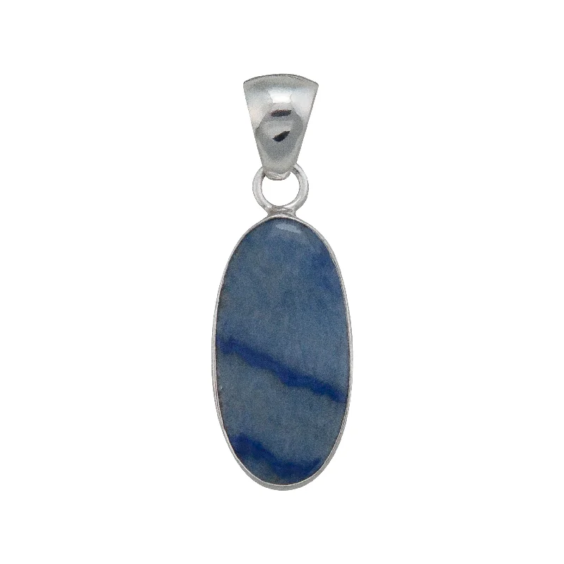 Stunning necklaces and pendants with chakra stones for healing and balance-Sterling Silver Oval Blue Aventurine Pendant