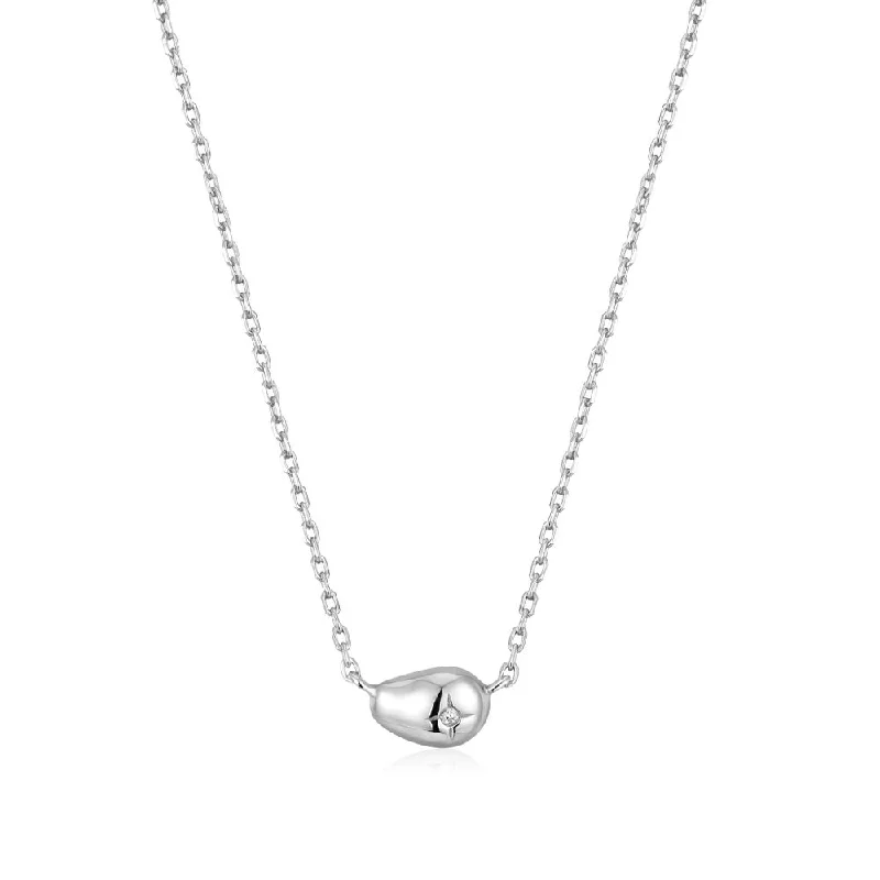 Beautiful necklaces and pendants with gemstone teardrops for an elegant effect-Sterling Silver Pebble Sparkle Necklace by Ania Haie