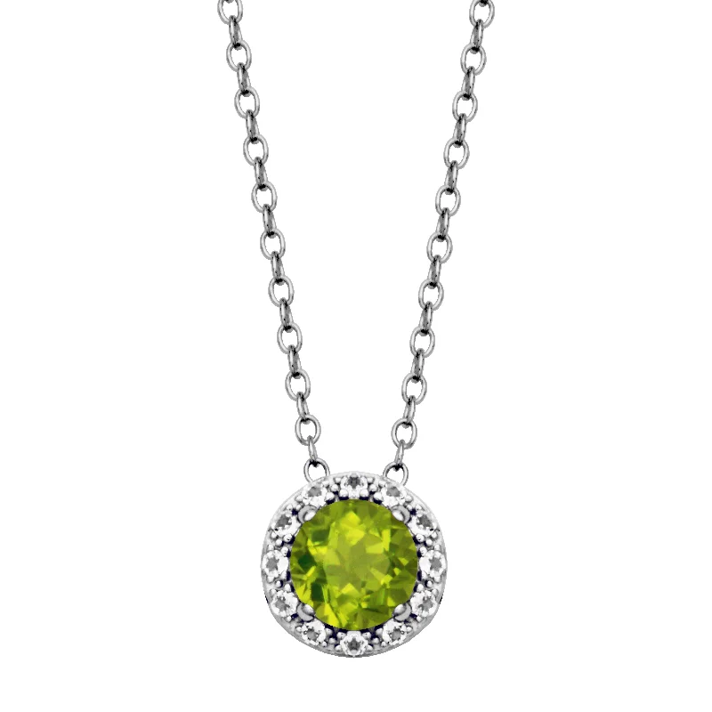 Necklaces and pendants with star-shaped designs for a whimsical, celestial touch-Sterling Silver Peridot & White Topaz Halo Necklace by Samuel B.