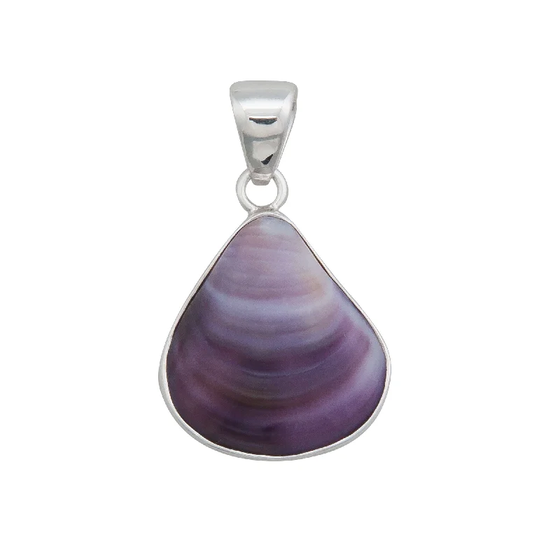 Personalized necklaces and pendants with name engravings for a custom touch-Sterling Silver Purple Clam Shell Pendant