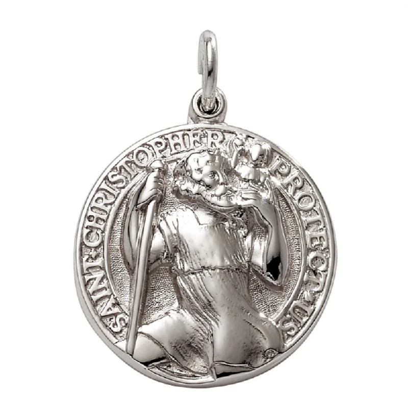 Elegant necklaces and pendants with onyx stones for a sleek, polished look-Sterling Silver St. Christopher Medal