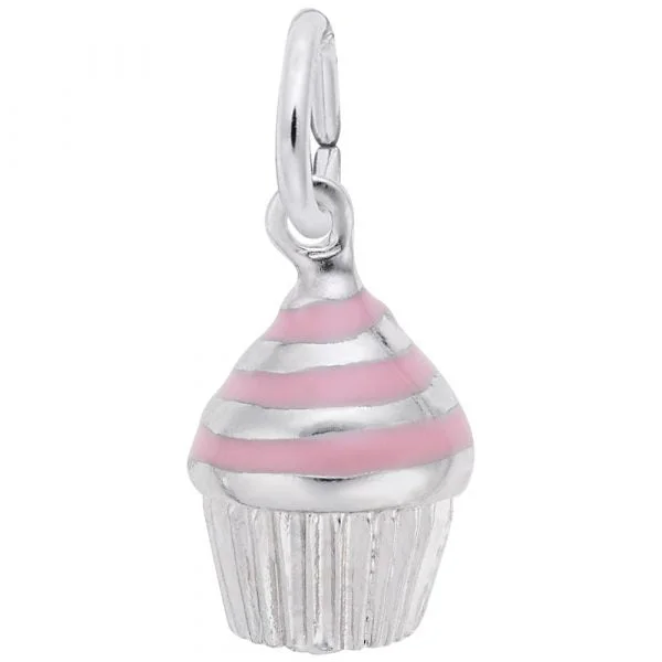 Best necklaces and pendants with heart-shaped designs for a romantic look-Sterling Silver Swirl Cupcake Charm