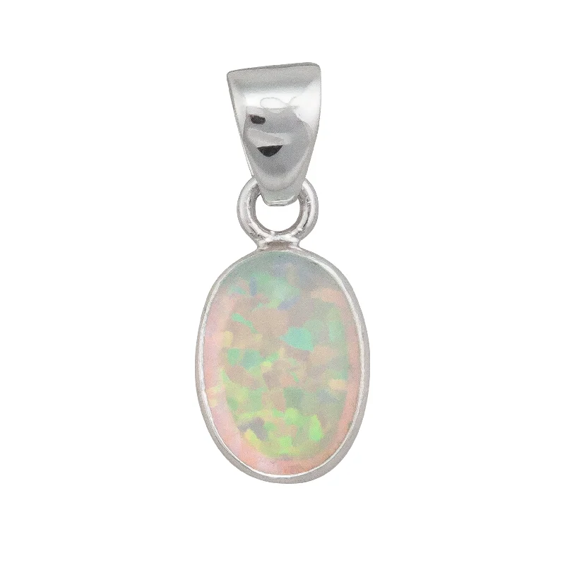 Best necklaces and pendants with adjustable chains for a customizable fit-Sterling Silver White Synthetic Opal Pendant