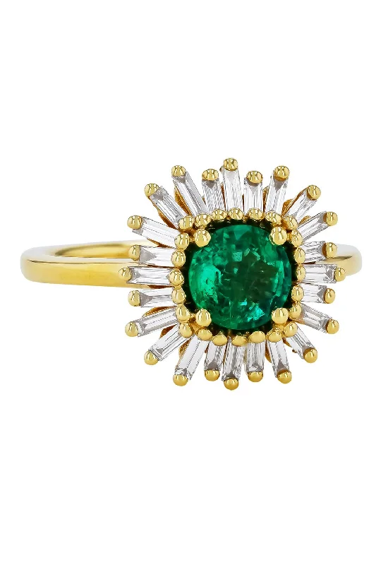 Rings with spiral designs for eye-catching twist -Emerald Diamond Baguette Ring