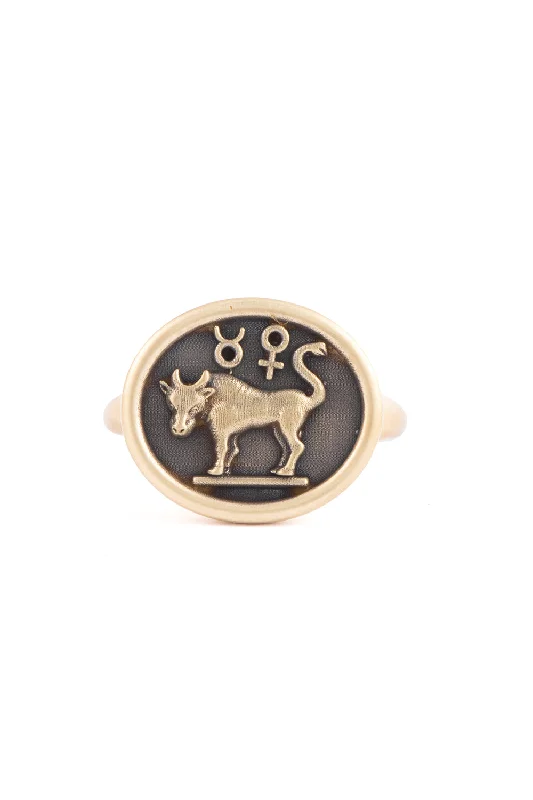 Rings with branch-inspired bands for organic -Taurus Zodiac Ring