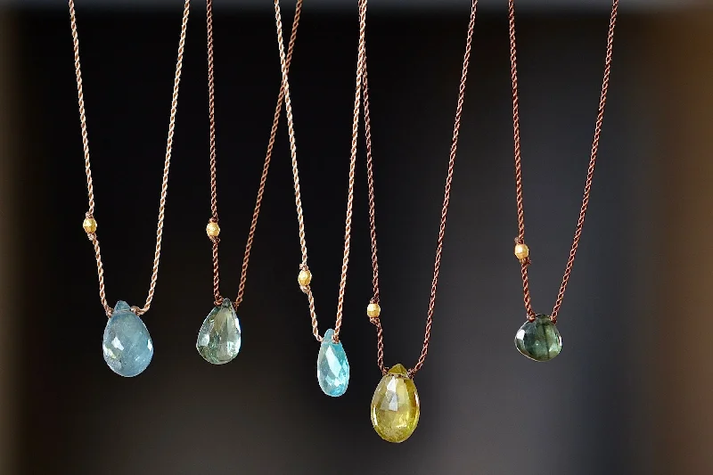 Necklaces and pendants with enamel accents for a colorful, eye-catching appearance-Tourmaline or Apatite and 18K Bead Necklace