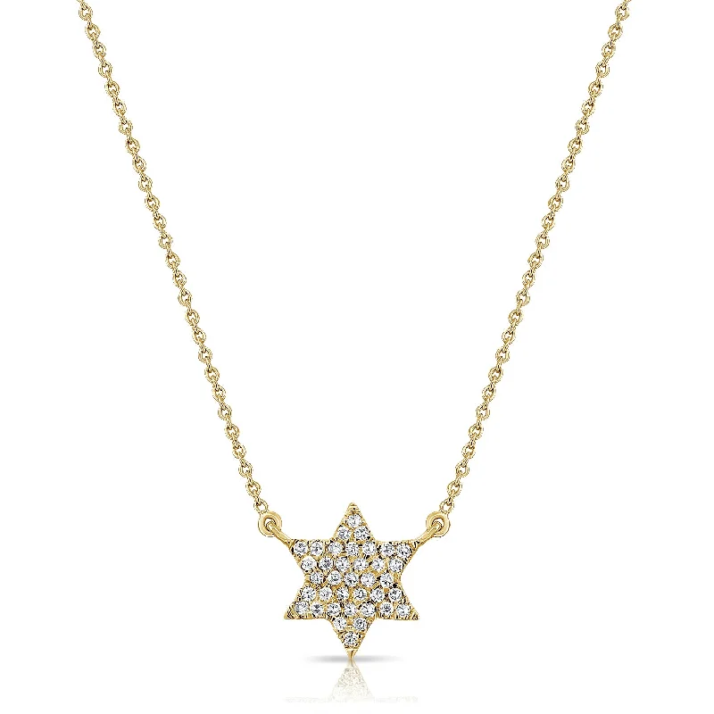 Best necklaces and pendants with personalized coordinates for a special keepsake-Unique Star of David Necklace with Diamonds